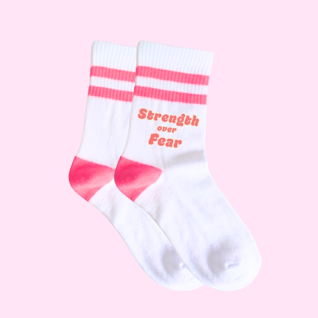 Pink Striped Crew Socks