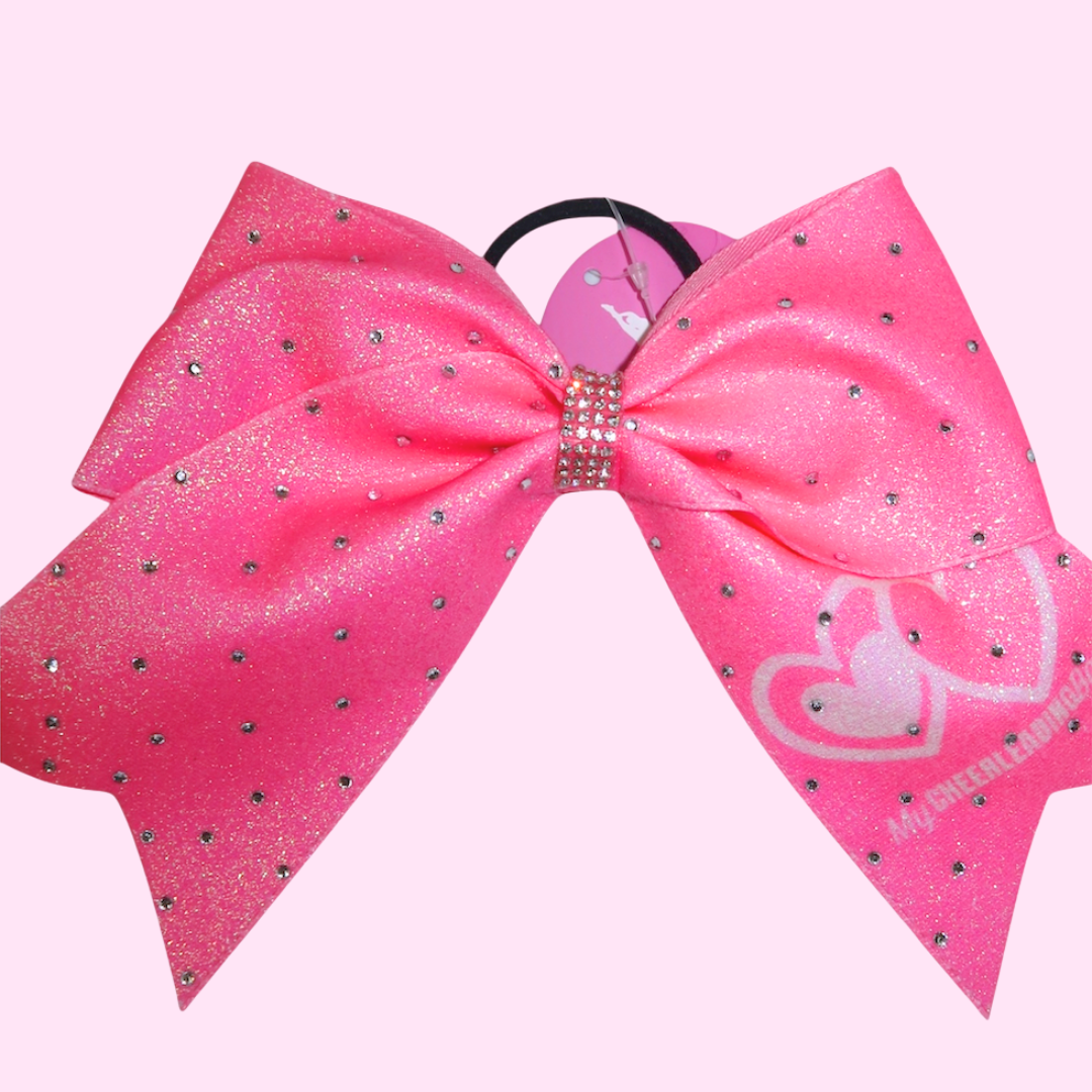 Pink Heart Glitter Bow