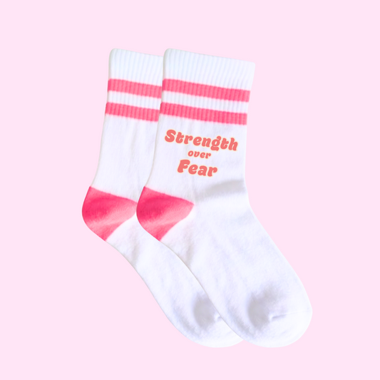 Pink Striped Crew Socks